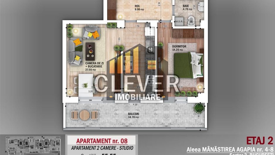 2 camere premium Salajan | Nicolae Grigorescu - Comision 0% - Schiță 12