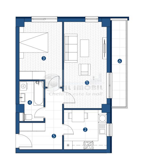 Apartament de vanzare cu 2 camere in Galata,Iasi ,58.41 mp, bloc nou ! - Schiță 4
