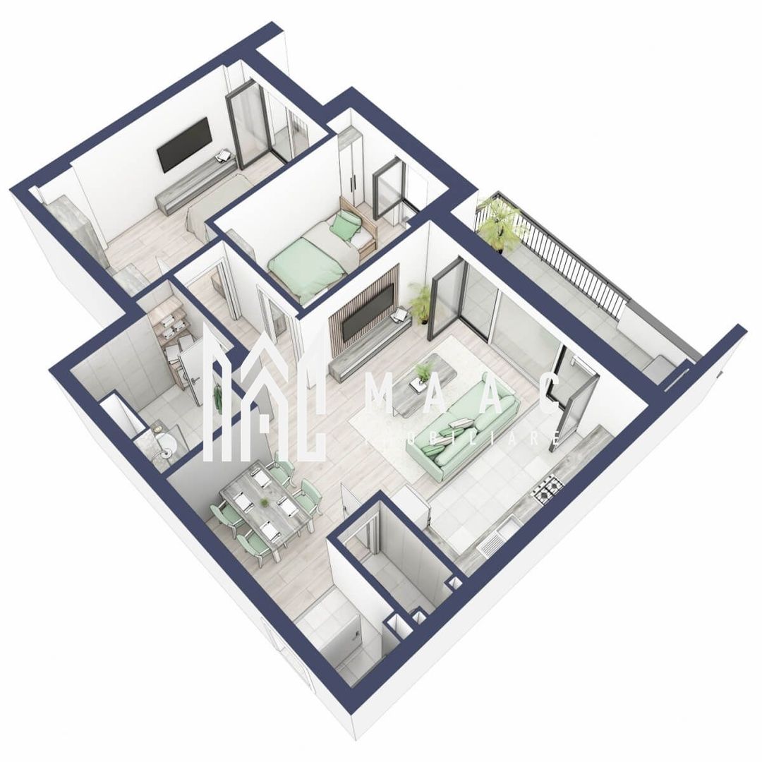 Apartament 3 camere | Balcoane 10.6 mp | Gradina ca. 77mp | Turnisor - Poză 4