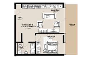 Apartament 2 camere, cladire nZEB, zona Septimiu Muresan! - Schiță 6