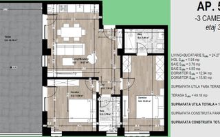 Apartament 3 camere Otopeni + terasă 50 mp - BEST DEAL! - Schiță 7