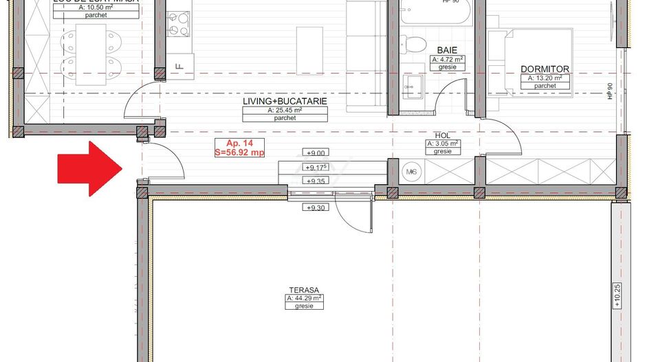 Bloc finalizat. Terasa 45 mp. Loc de parcare. - Poză 12