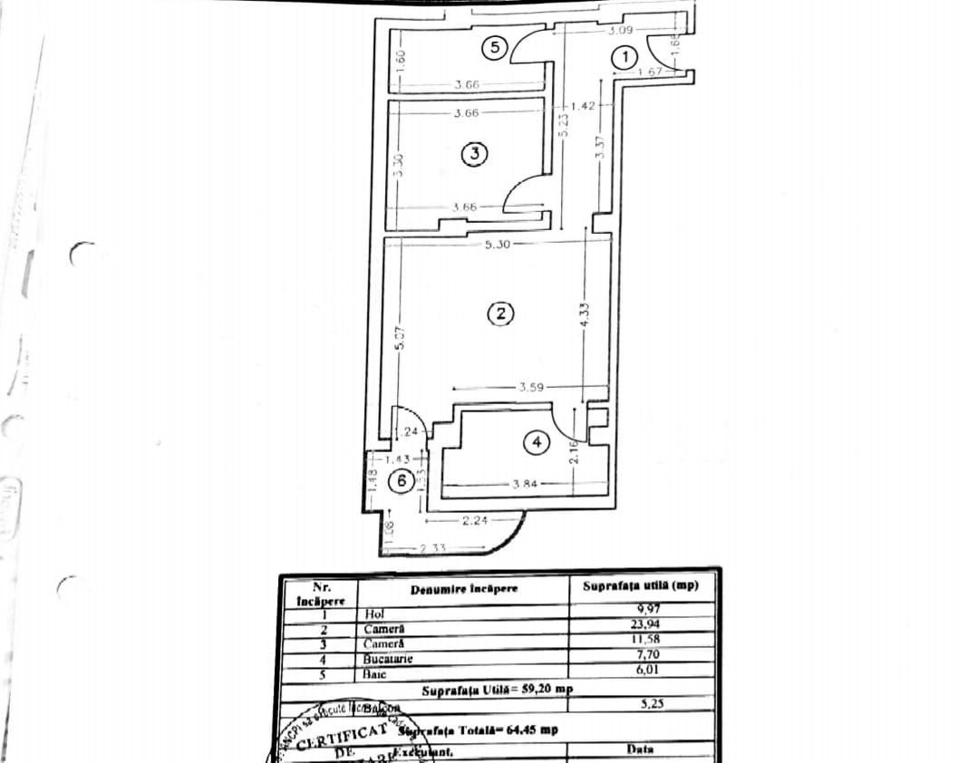TOMIS NORD - vizavi VIVO MALL | 2 camere gata de mutare | balcon | gaz - Schiță 2