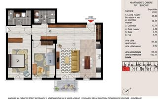 Apartament 3 camere nordul Capitalei - Poză 3