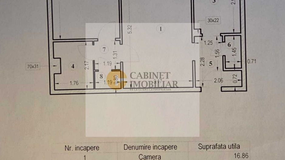 2 Camere Renovat | Etaj Intermediar | 300 m de Metrou | Mobilat-Utilat - Schiță 18