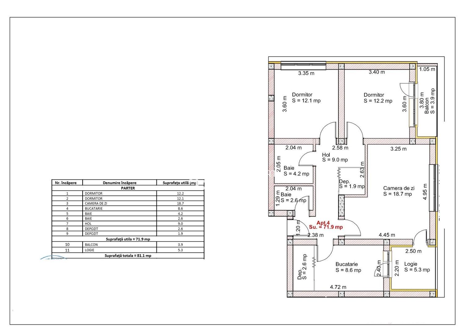 Apartament 3 camere cu grădină de 150 mp | intabulat | Zona Brana, Șelimbăr - Schiță 8