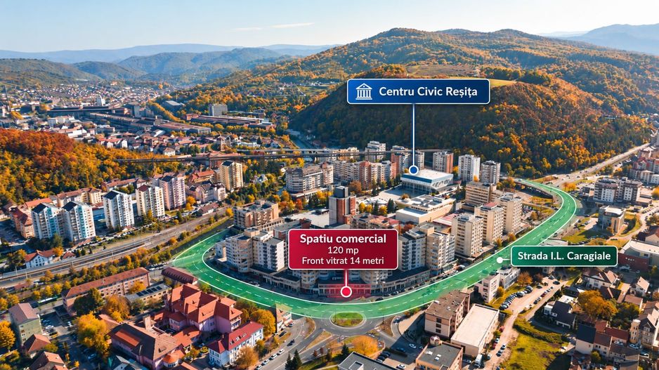 Spatiu comercial de aproximativ 120 mp | Vitrina de 14 m | I.L. Caragiale, Resita - Poză 1