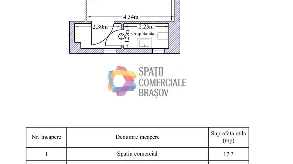 Spatiu comercial de vânzare Brasov - 23 mp # spatii-comerciale-brasov.ro - Schiță 3