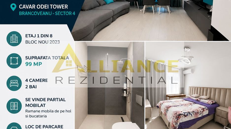 | Apartament 4 Camere | 2 Bai | Cavar Odei Tower | Brancoveanu - Poză 1