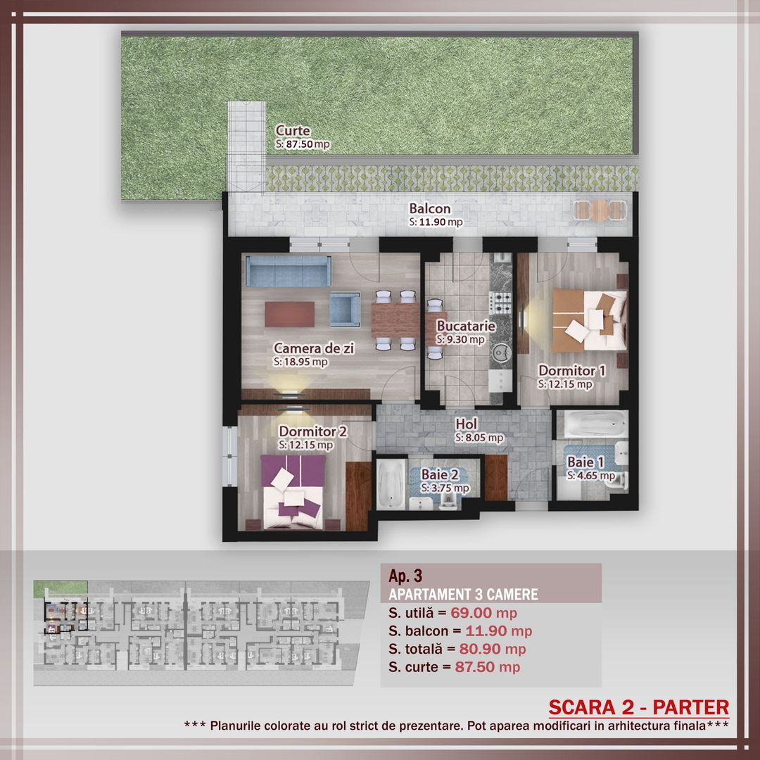 3 camere cu gradina -oferta lansare proiect Pallady - Schiță 10