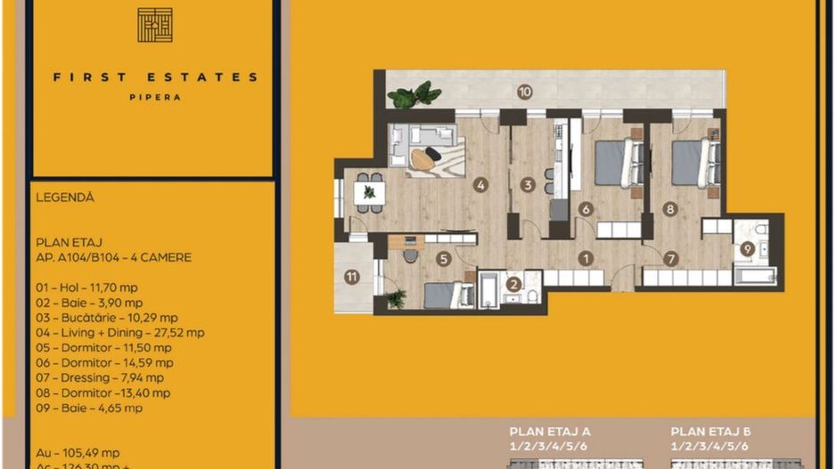 Apartament 4 camere | Pipera First Estates - Schiță 6