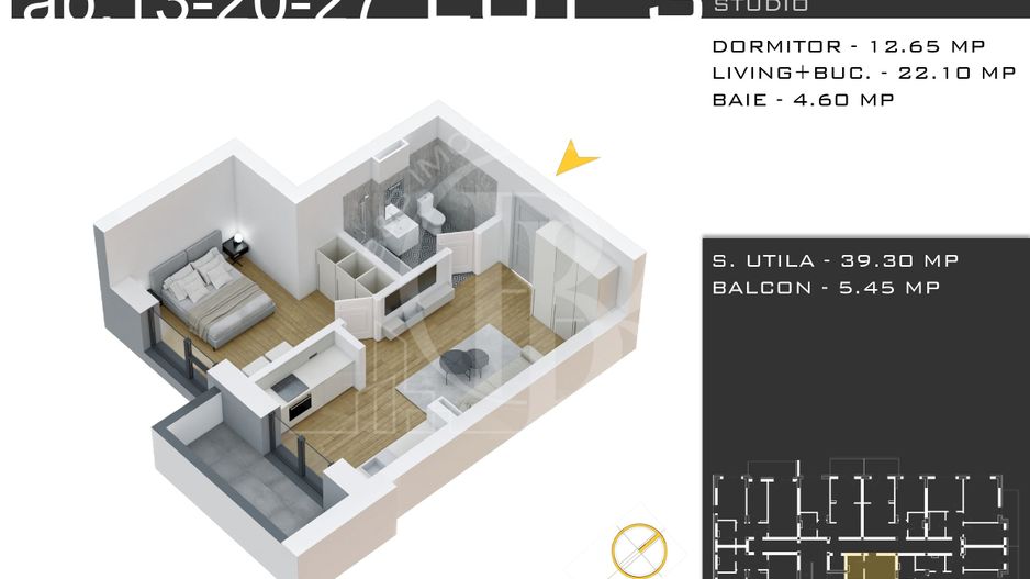 Apartament 2 camere Promo Parcare Titan-Theodor Pallady - Schiță 2