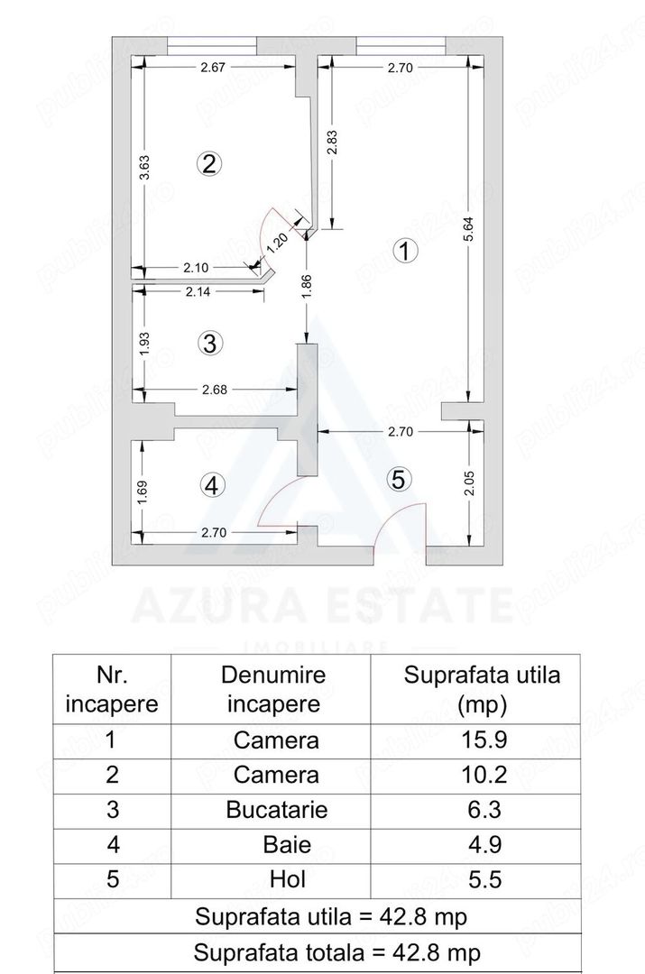 Apartament 2 camere 43 mp Etaj 3/6 cu lift in Opera Residence - Poză 11