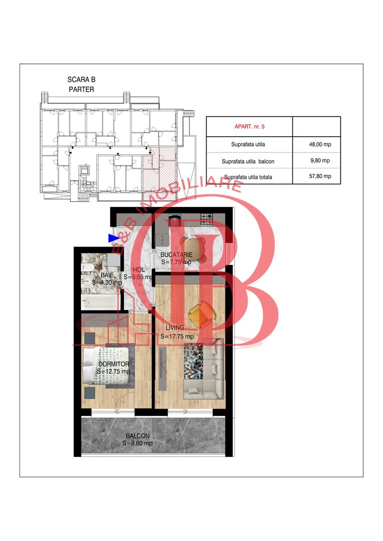 2 camere decomandat   Pallady Metrou Nicolae Teclu - Schiță 17