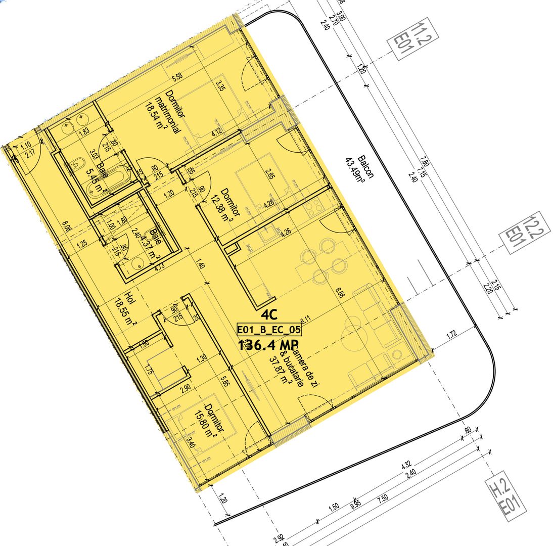 Apartament 3 camere vedere lac - One Lake District - Schiță 4