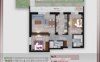 Apartament 3 camere cu terasa si gradina proprie 87mp - Poză 2