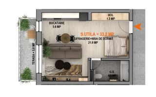 Studio finisat, modern, cu parcare si balcon - Poză 2