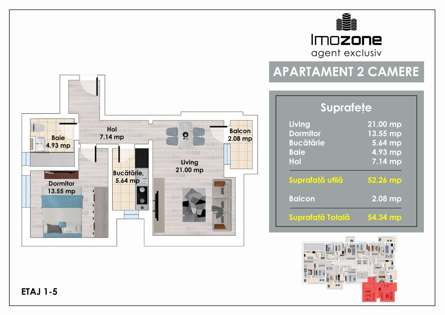 2 Camere | Decomandat | 54 mp | Baie cu Geam | Bloc Nou | Militari | Autogara - Poză 8