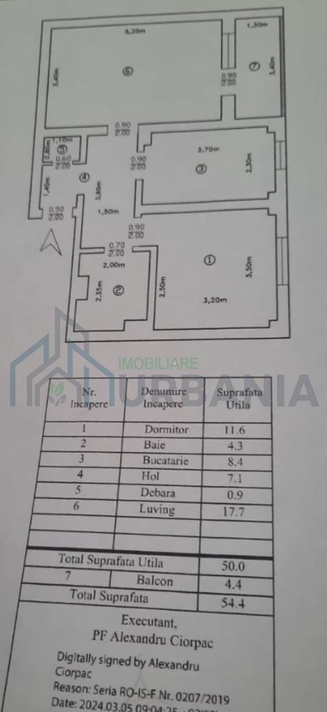 Apartament 2 camere decomandat, 54.4 mp, etaj 3, str. Musatini, Harlau - Poză 1