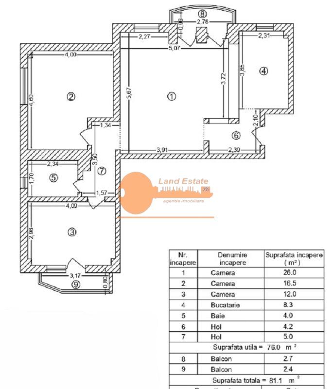 Apartament 3 Camere | Traian – Matei Basarab | 81 mp | 1996 - Schiță 11