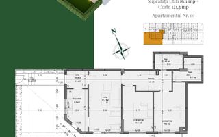 Apartament 3 camere | Gradina Proprie | Pallady Metrou Teclu - Schiță 1