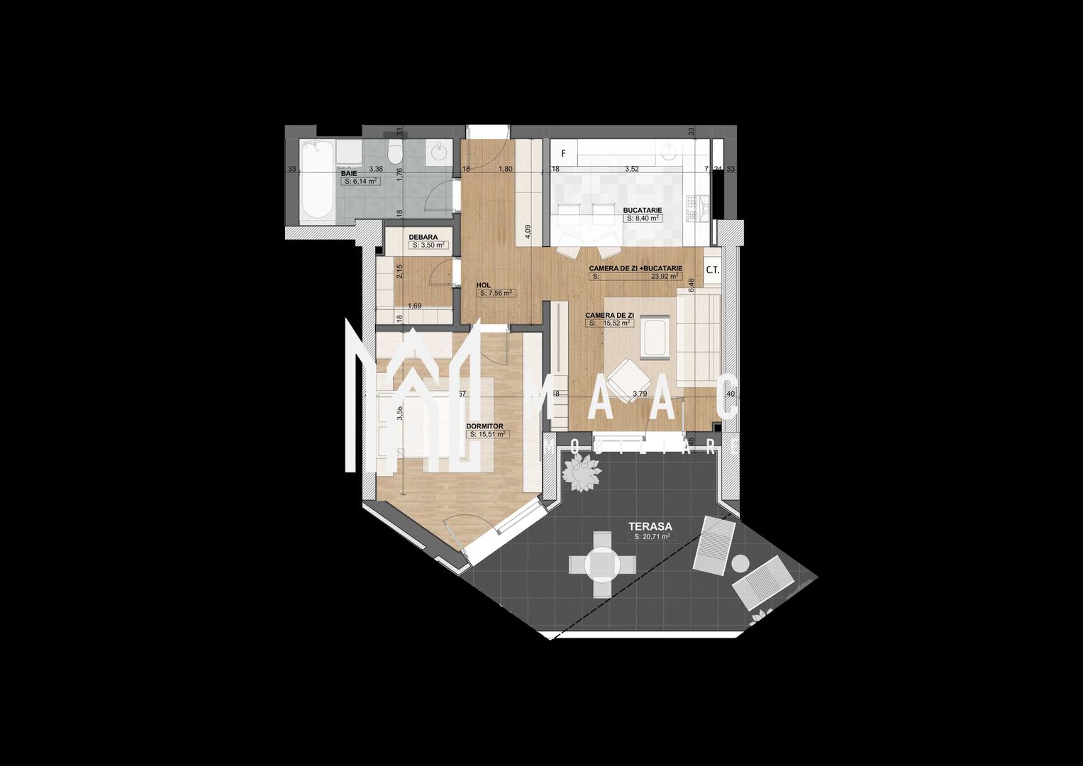 Apartament 2 camere de inchiriat | Selimbar, Sibiu | 77 mp, terasa, parcare - Poză 7