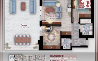 Apartament superb 3 Camere cu Terasa Generoasa Pallady - Poză 2