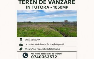 Teren de vânzare în Tutora, județul Iași – 1.050 mp, deschidere la DJ249 - Poză 1