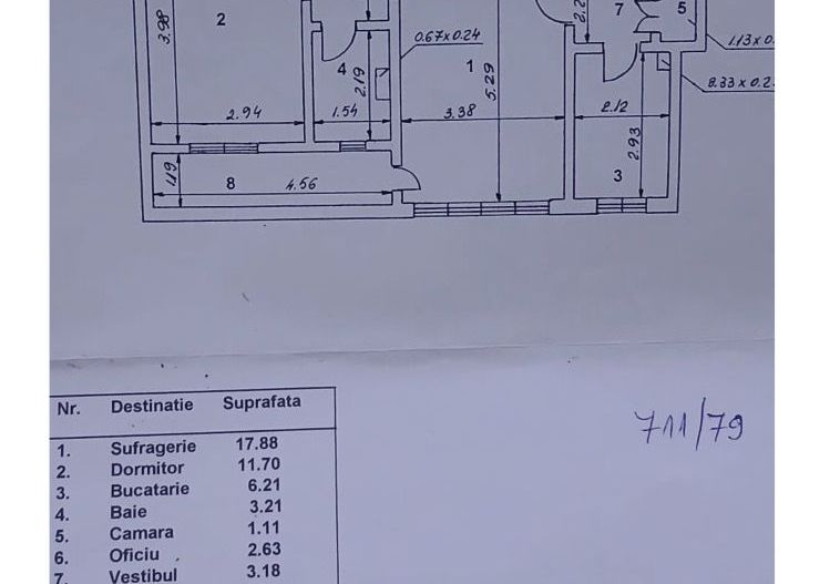 Apartament 2 camere bloc reabilitat Raul Doamnei, Drumul Taberei - Schiță 7