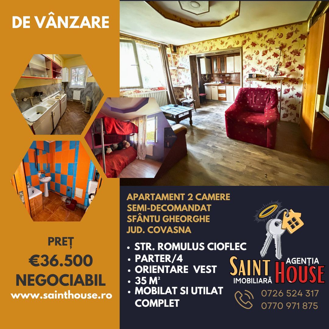 Apartament 2 camere 35 M² parter zona Ciucului mobilat si utilat - Poză 1