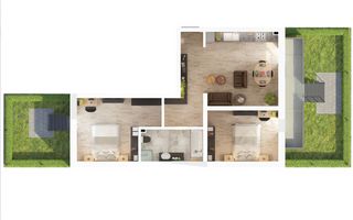 Apartament 61.2 mp utili 3 camere si gradina 47 mp in Dna Stanca - Poză 1