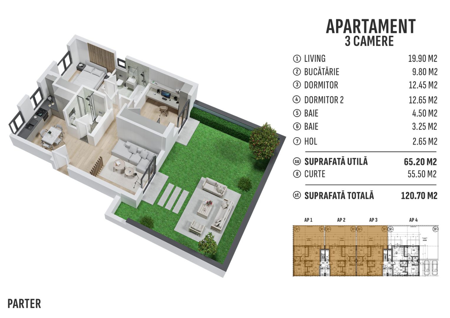 Apart.  cu CURTE ! Parcare + 2 BAI! In Prelungirea Ghencea! TVA inclus - Schiță 21