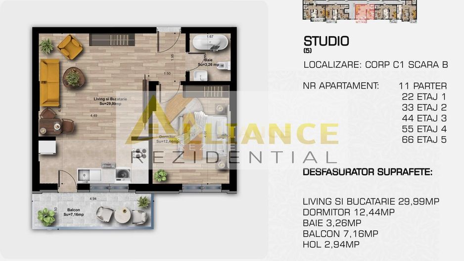 STUDIO PREMIUM DE VÂNZARE COMPLEX NOU, 5 MINUTE METROU BERCENI - Poză 7
