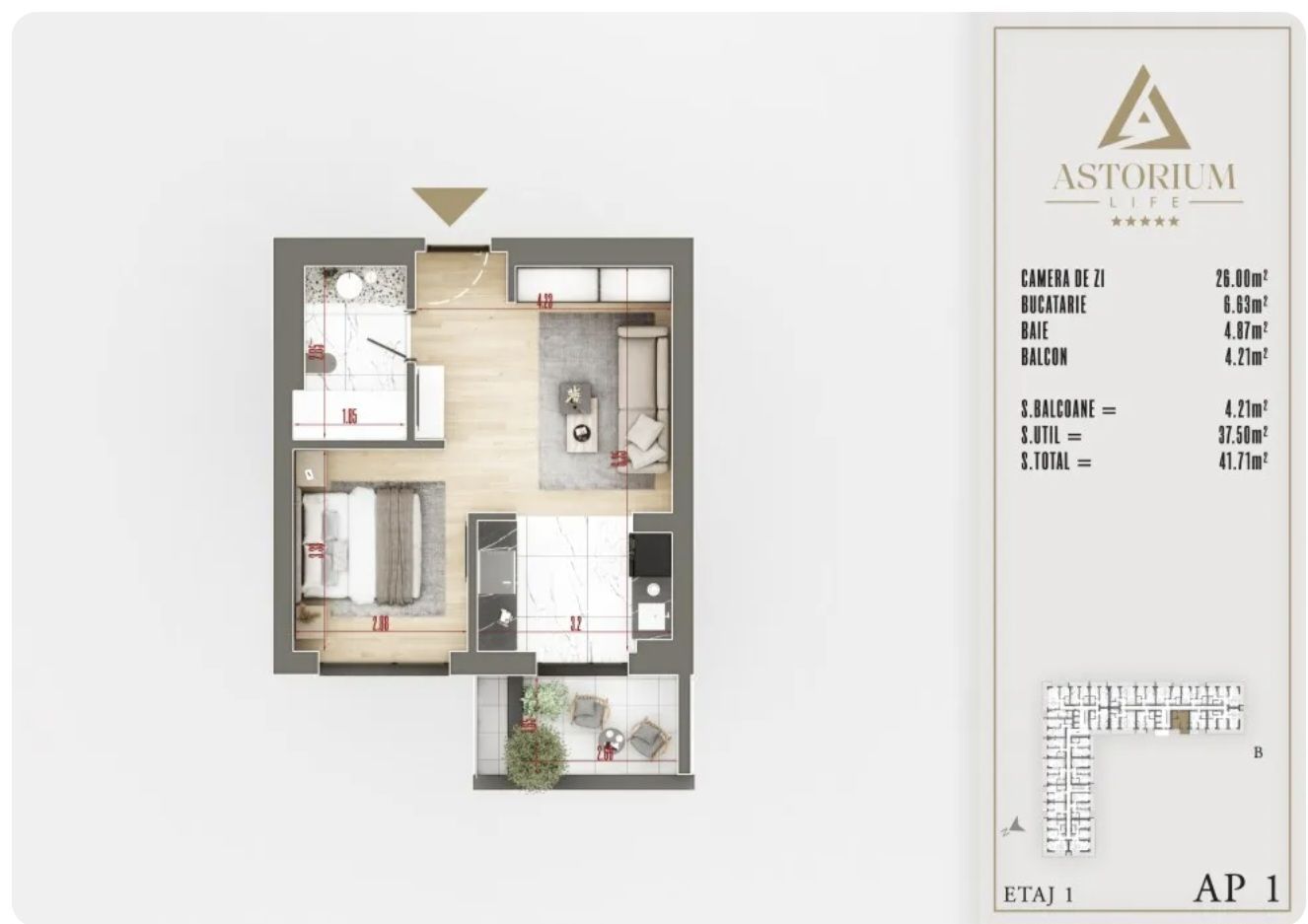 GARSONIERA DUBLA-MOBILATA ETAJ 1 / PROIECT PREMIUM ASTORIUM LIFE! - Poză 3
