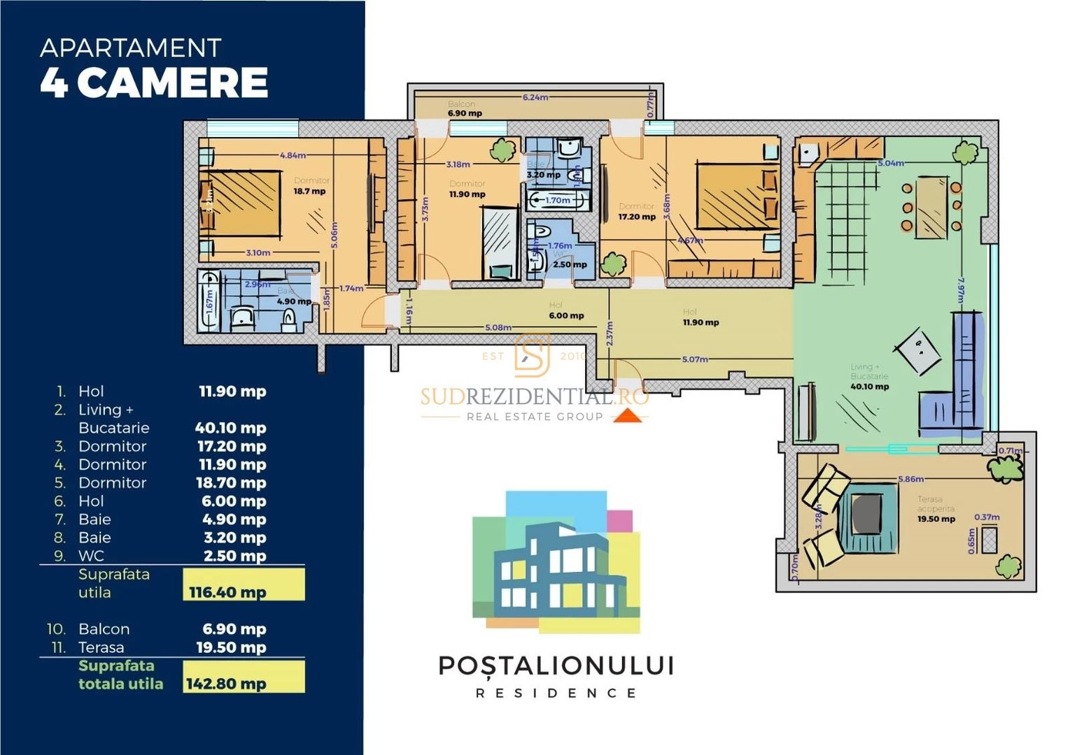 Apartament nou cu terasa, 4 camere, Brancoveanu, Sect.4, Comision 0 - Poză 15