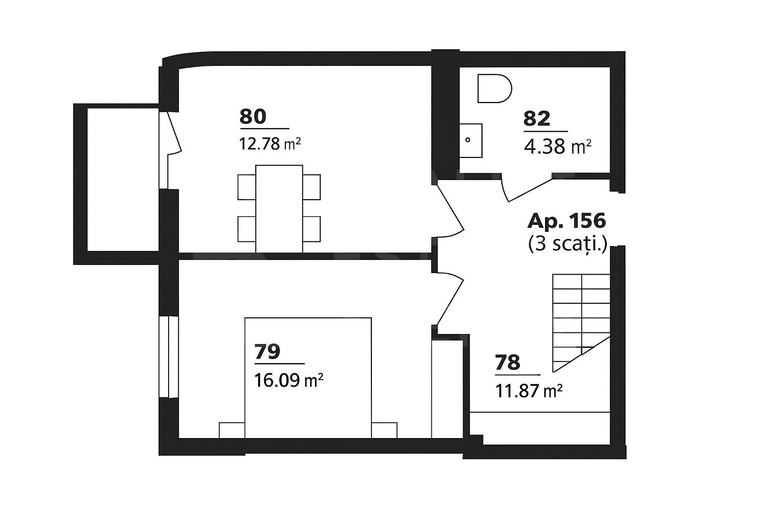 Vânzare, penthouse, 3 camere, strada Ceucari, Râșcani - Schiță 6