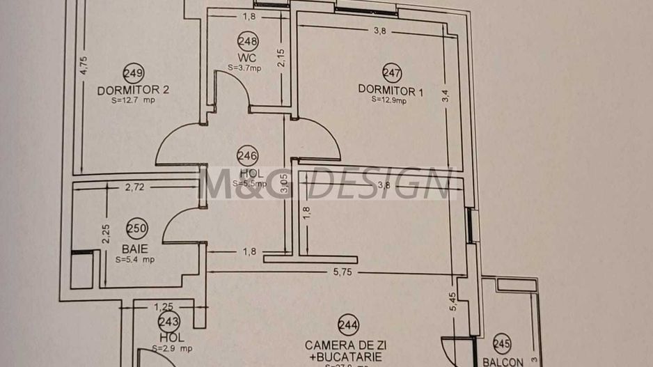 Apartament 3 camere Soarelui bloc nou etaj 1 - Schiță 7