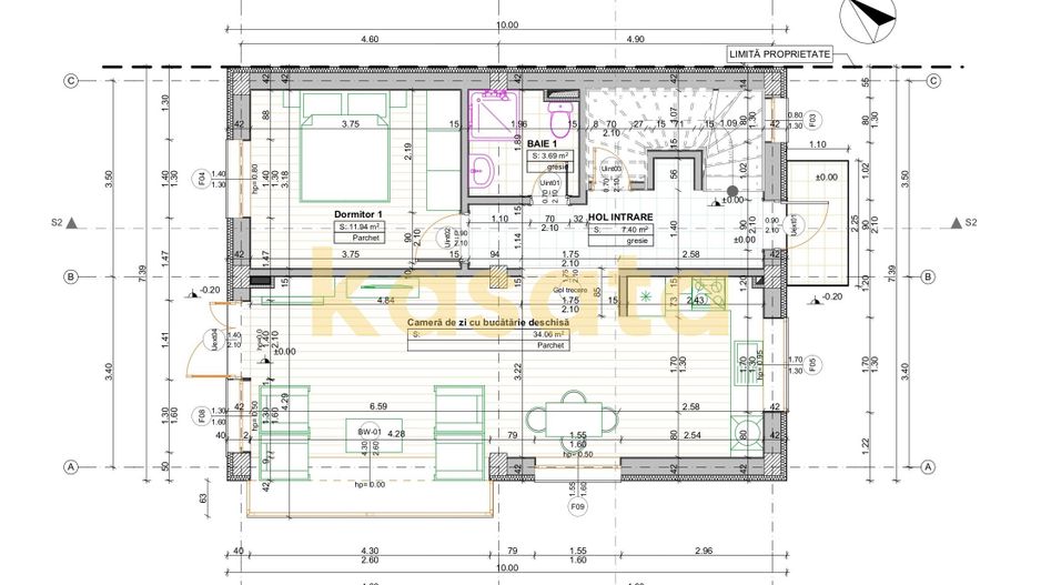 Casă NOUĂ cu 4 camere | Curte Liberă 280 mp | Bd. Uverturii – Virtuții - Schiță 29
