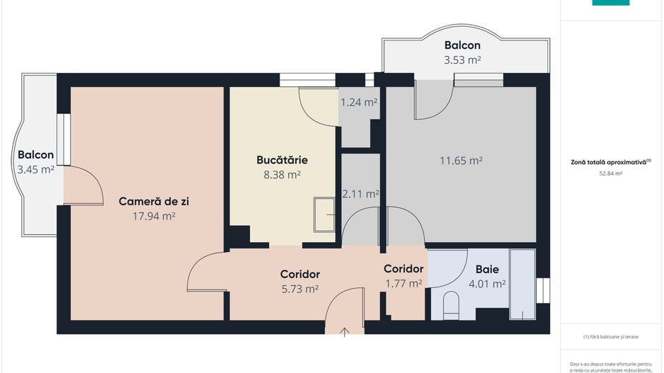 Apartament cu 2 camere Alfa - Schiță 3