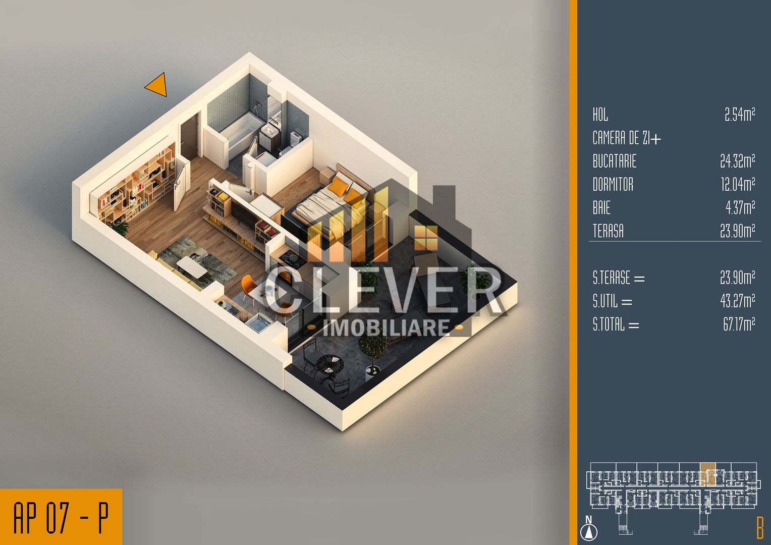 Apartament 2 camere + living open space cu terasă – Pallady - Schiță 11