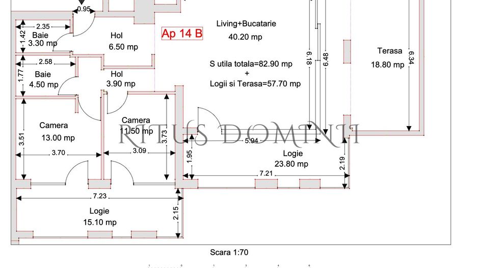 Apartament Ultracentral cu 3 camere, Piata Unirii, 140.60mp - Schiță 2