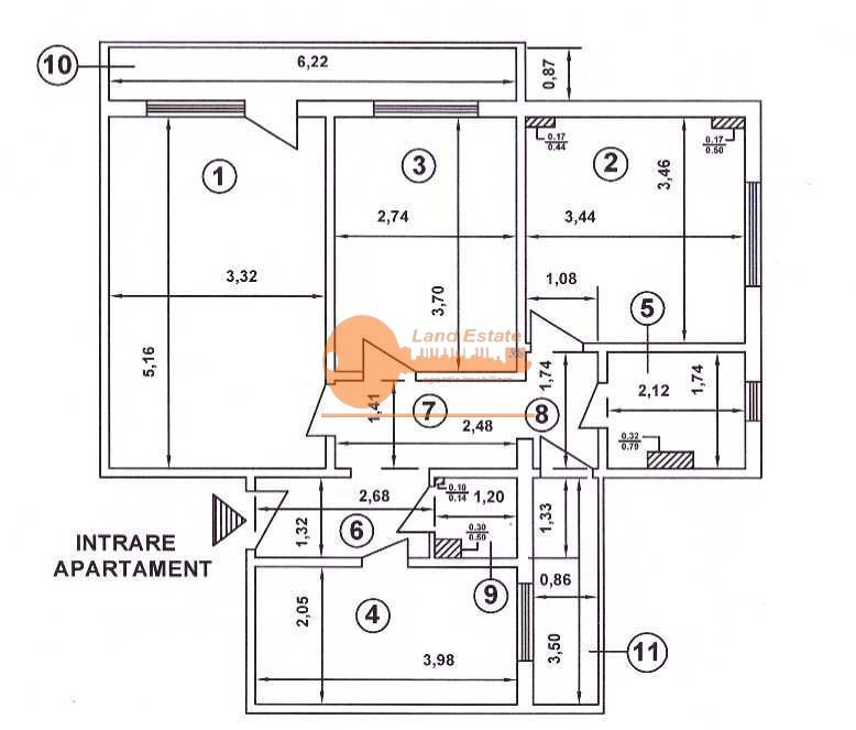 3 camere Rahova bloc reabilitat - Schiță 1