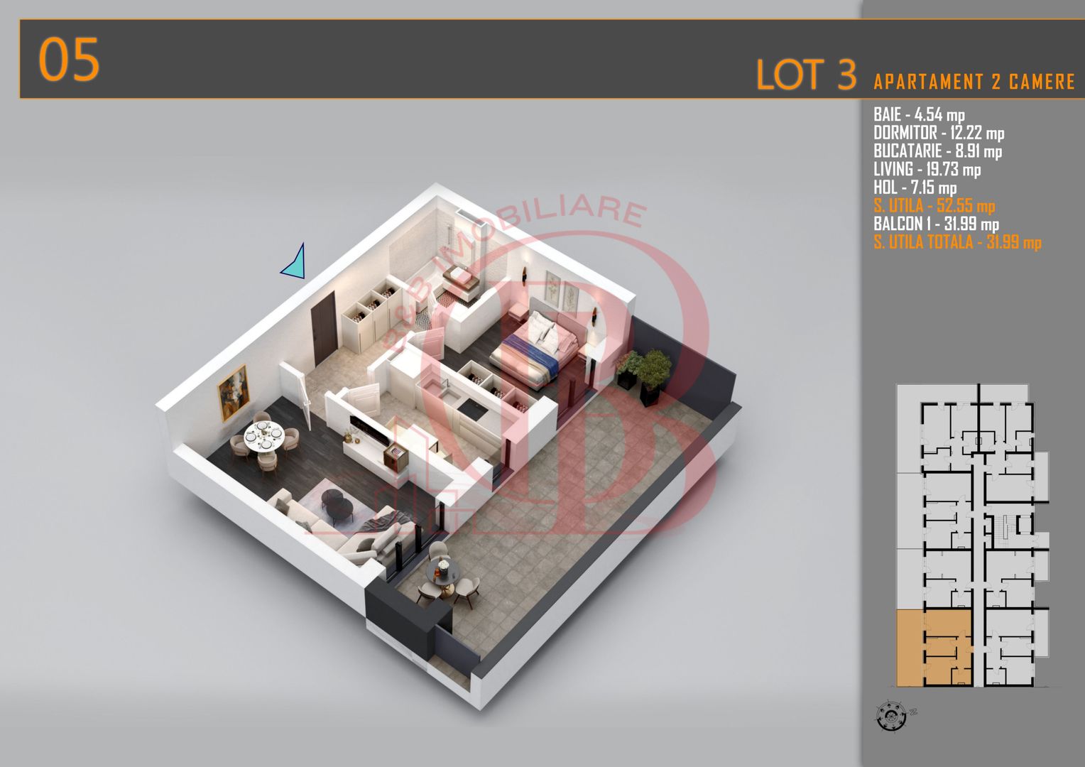 Apartament 2 camere cu terasa Titan-Pallady-Metrou Teclu - Schiță 8