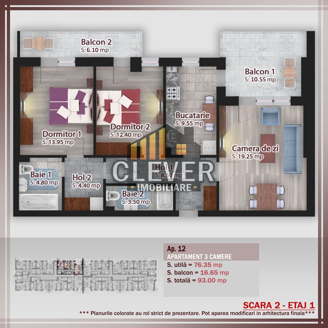 Apartament Spatios 3 camere Th. Pallady-Metrou Nicolae Teclu - Poză 2