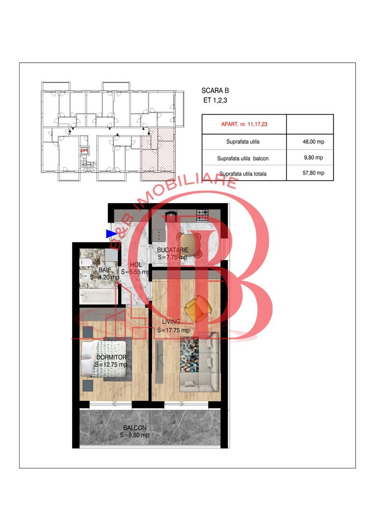 2 camere decomandat   Pallady Metrou Nicolae Teclu - Schiță 11