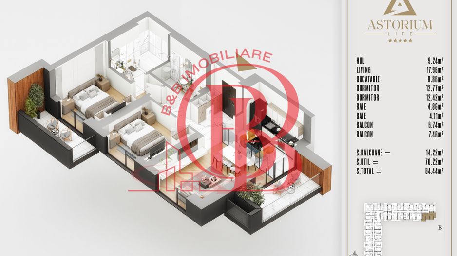 apartament 3 camere decomandat proiect premium - Schiță 9