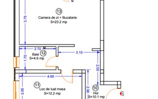 Etaj 1. Decomandat- bucatarie inchisa. Asfalt. - Schiță 9
