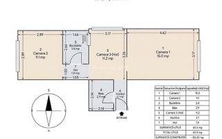 Apartament 3 camere | Lujerului – Politehnica | Renovat complet - Schiță 8