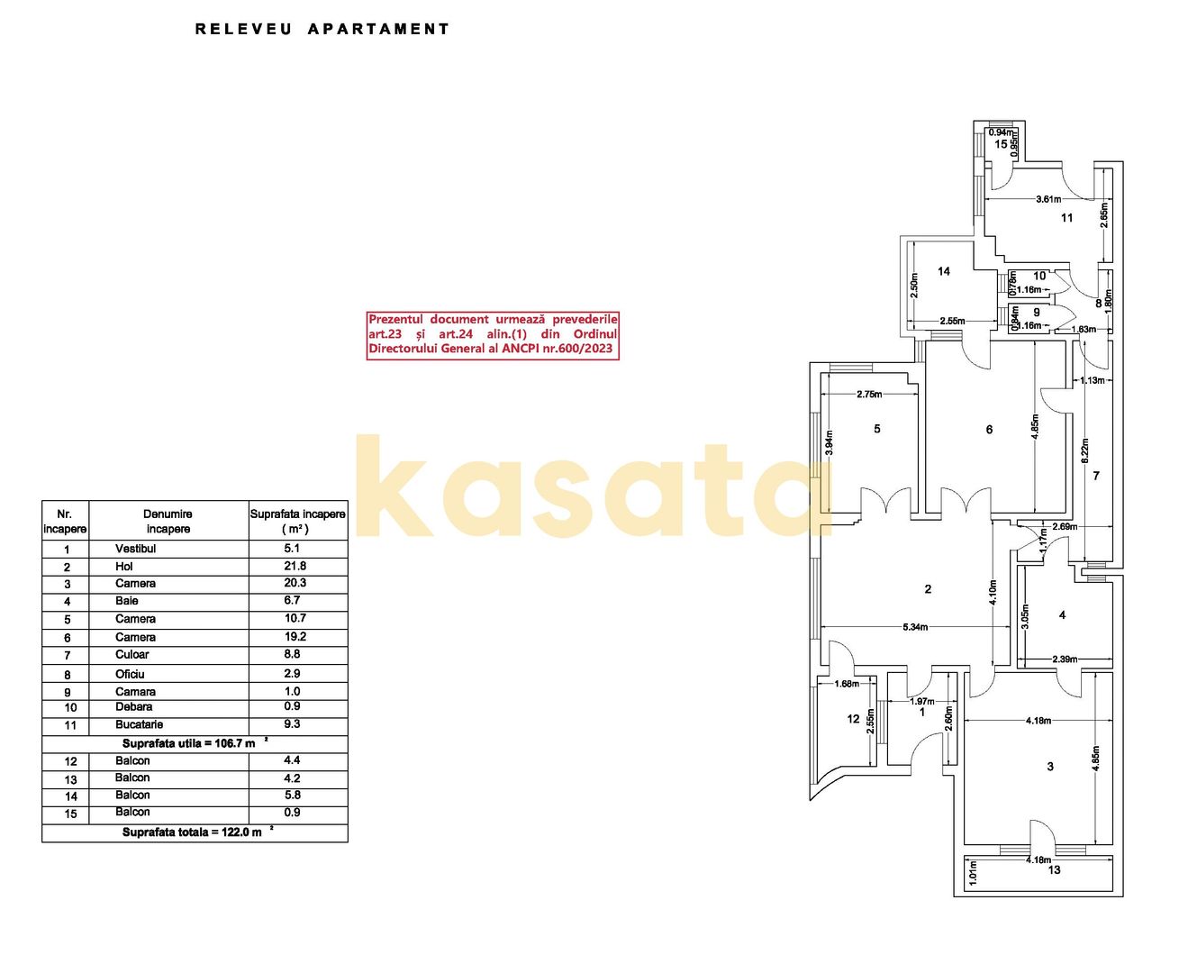 Apartament 4 camere de vanzare | Piata Romana - ASE | 107mp utili - Schiță 16