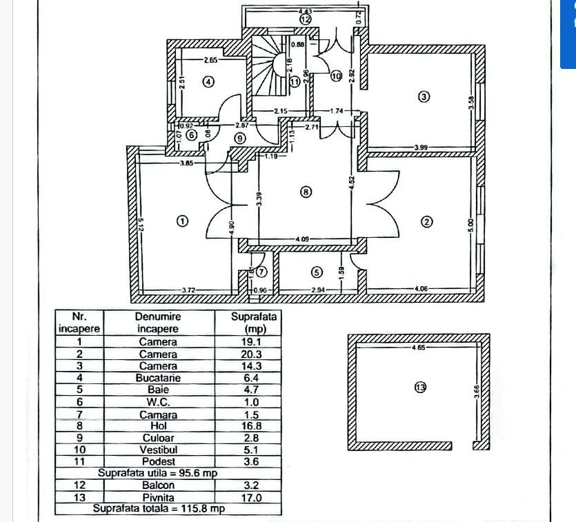 APARTAMENT DEOSEBIT CU 3 CAMERE IN VILA || CURTE - Schiță 25